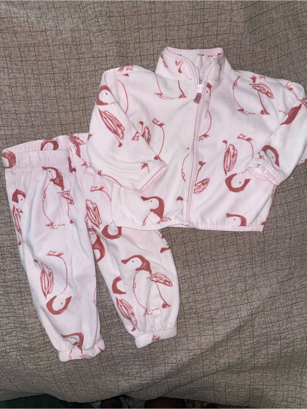 OshKosh B'gosh Pink Penguin Zip Pajama Set